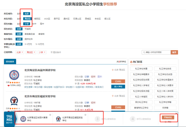 私立小學(xué)對(duì)比