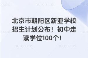 2025年北京市朝陽(yáng)區(qū)新亞學(xué)校招生計(jì)劃公布！初中走讀學(xué)位100個(gè)！