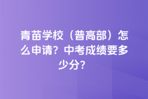 青苗學校(普高部)怎么申請？中考成績要多少分？